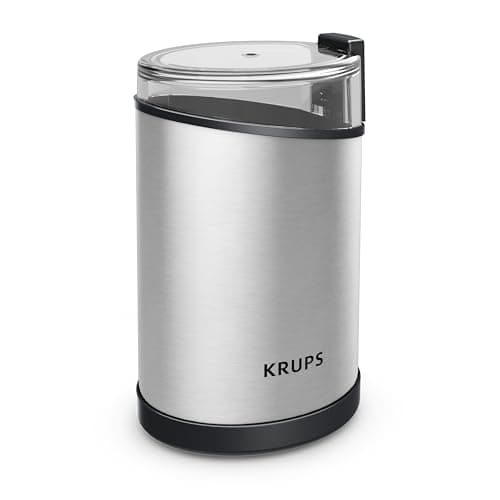 Krups Coffee Grinder, Fast-Touch, 3oz, 85g bean hopper - Easy to Use, One Touch Operation - 200 Watts - Espresso Grinder, Spice Grinder, 2 to 12 cup Coffee Bean Grinder, Silver