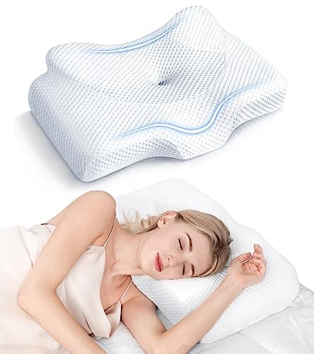 Osteo Cervical Pillow for Neck Pain Relief, Hollow Design Odorless Memory Foam Pillows with Cooling Case, Adjustable Orthopedic Bed Pillow for Sleeping, Support for Side Back Sleepers