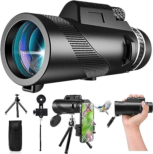 PhysioPhyx 80x100 Monocular-Telescope High Powered for Smartphone Monoculars for Adults High Definition for Stargazing Hunting Wildlife Bird Watching Travel Camping Hiking